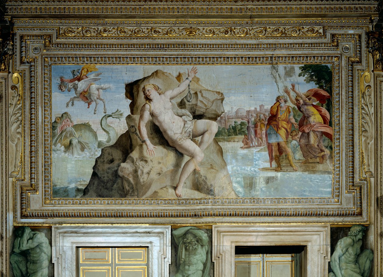 Andromeda tilbudt til havmonsteret er befriet af Perseus af Domenichino