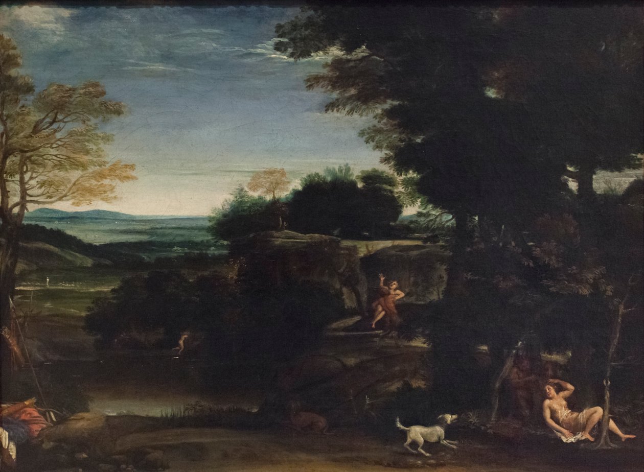 Landskab med Sylvia og en satyr af Domenichino (1581 1641)