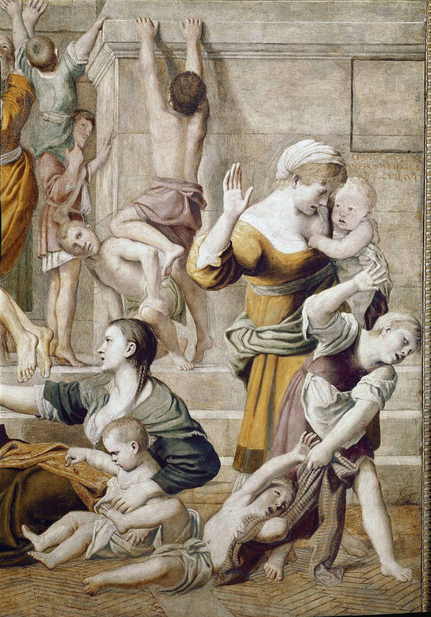 Story of St. Cecilia: Aumone of St. Cecilia, detalje (Fresco af Domenichino