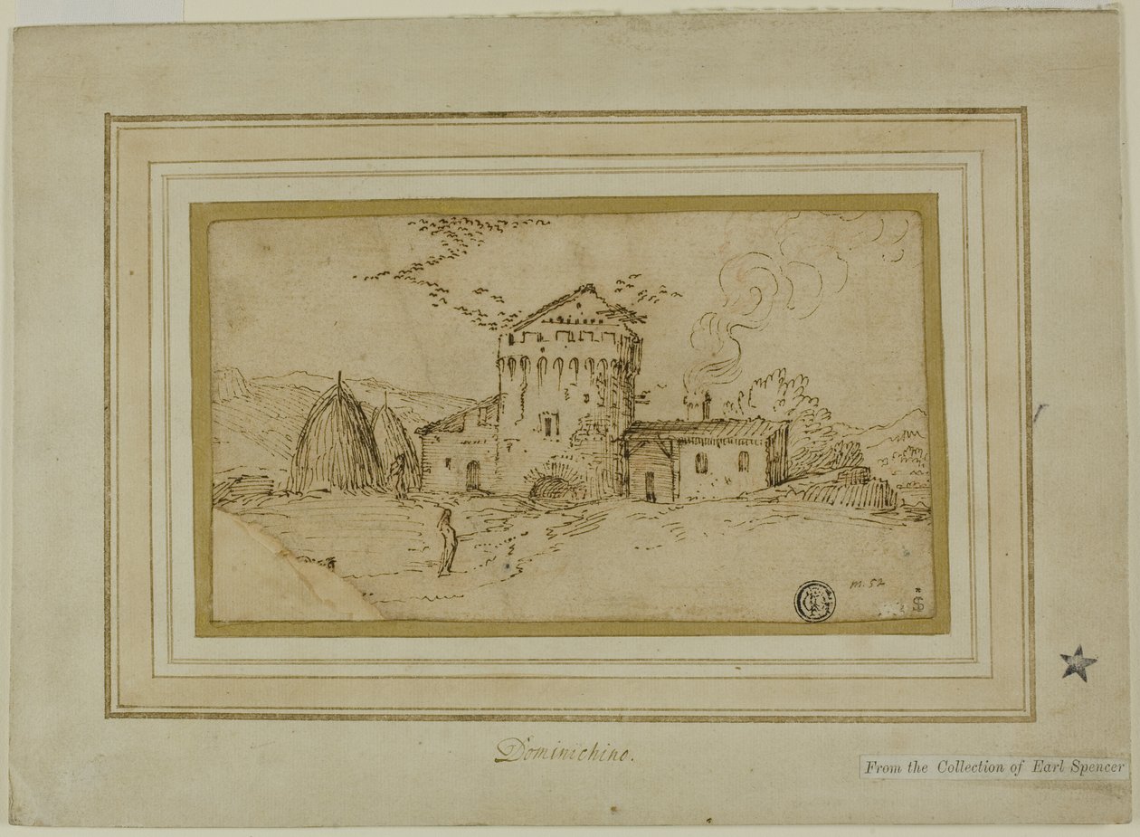 Gård med tårn og høstak af Domenichino