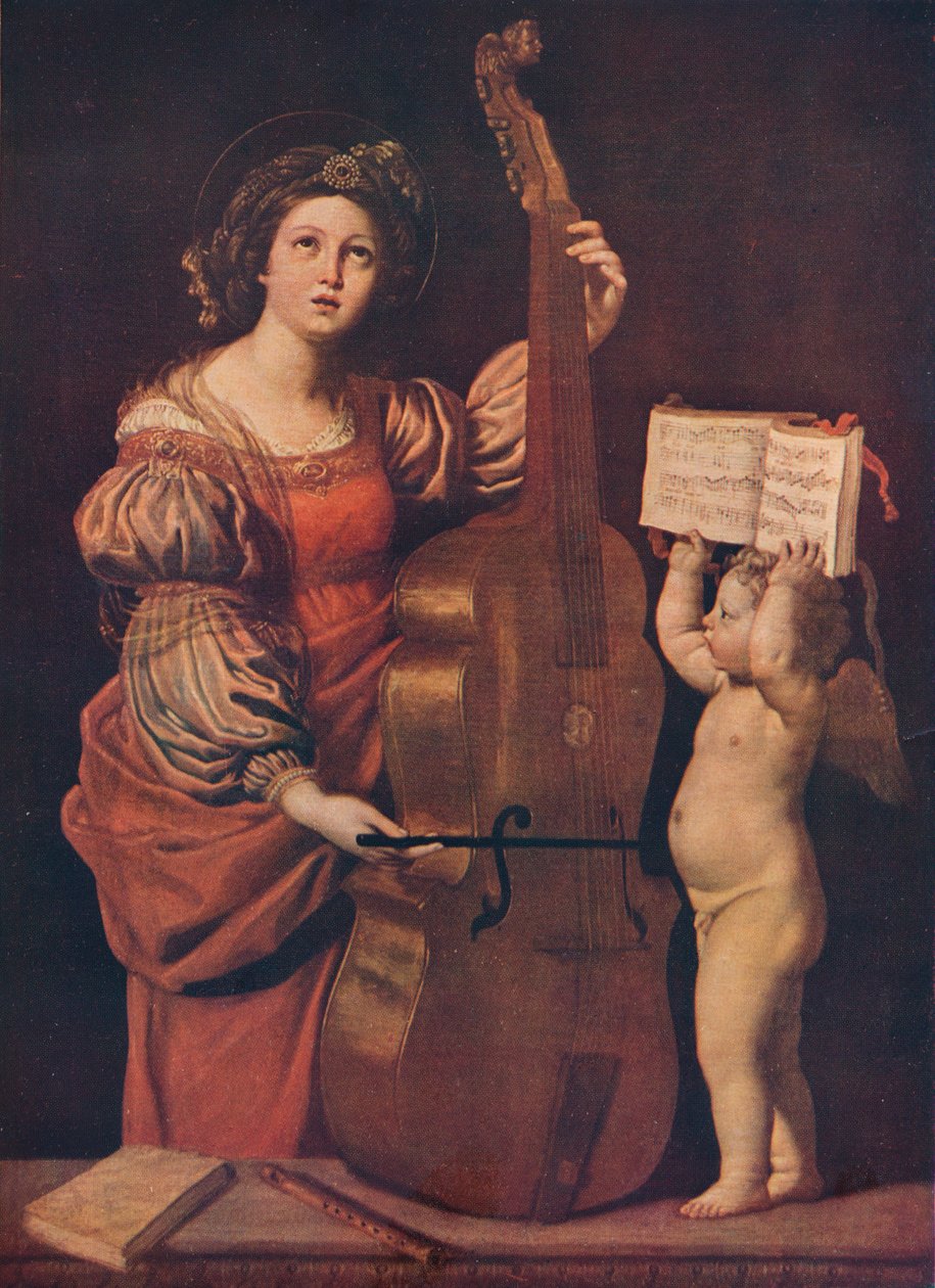 Sankt Cecilia med en engel med et partitur, 1617-1618 af Domenichino