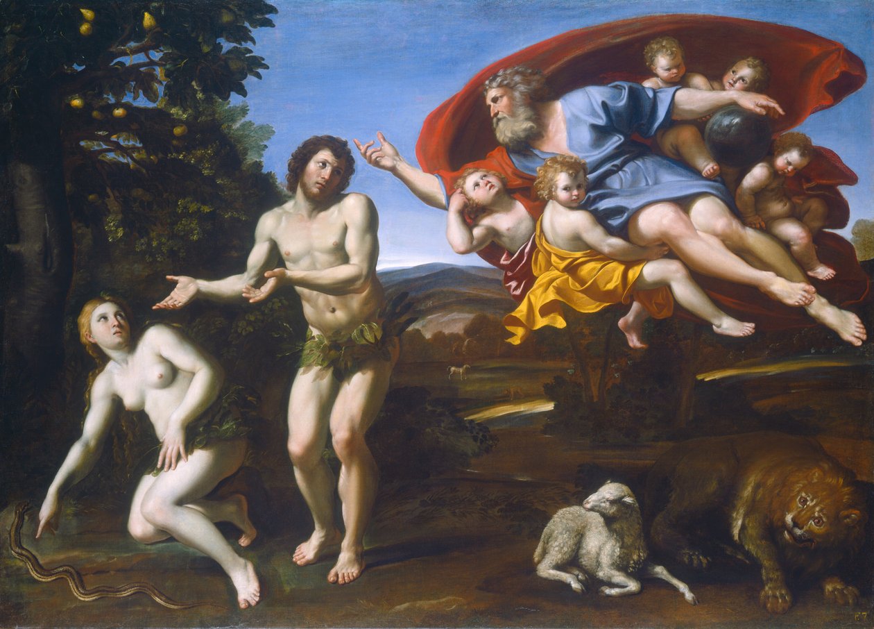 Irettesættelsen af Adam og Eva af Domenichino