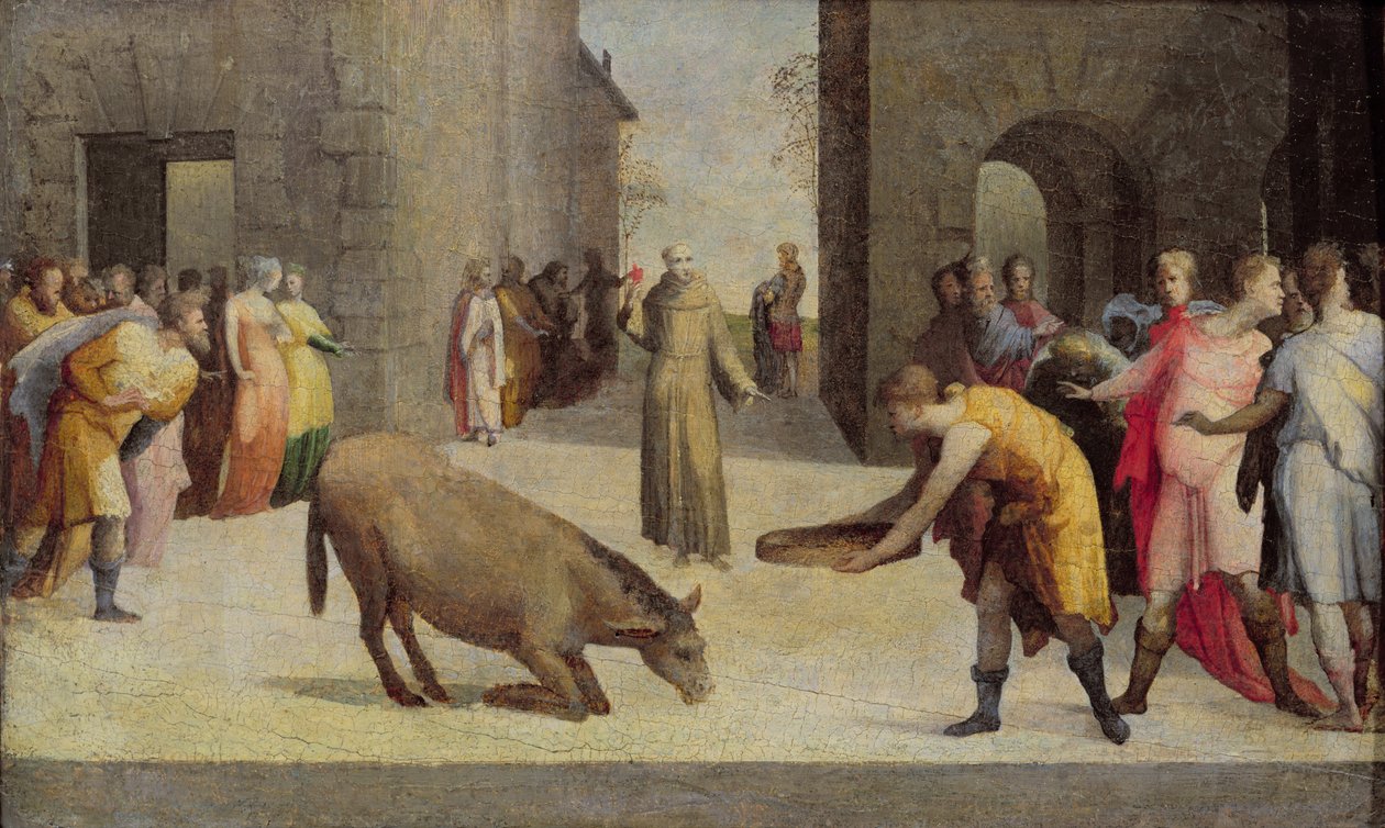 Sankt Antonius af Padova og æselets mirakel, 1537 af Domenico di Pace Beccafumi  