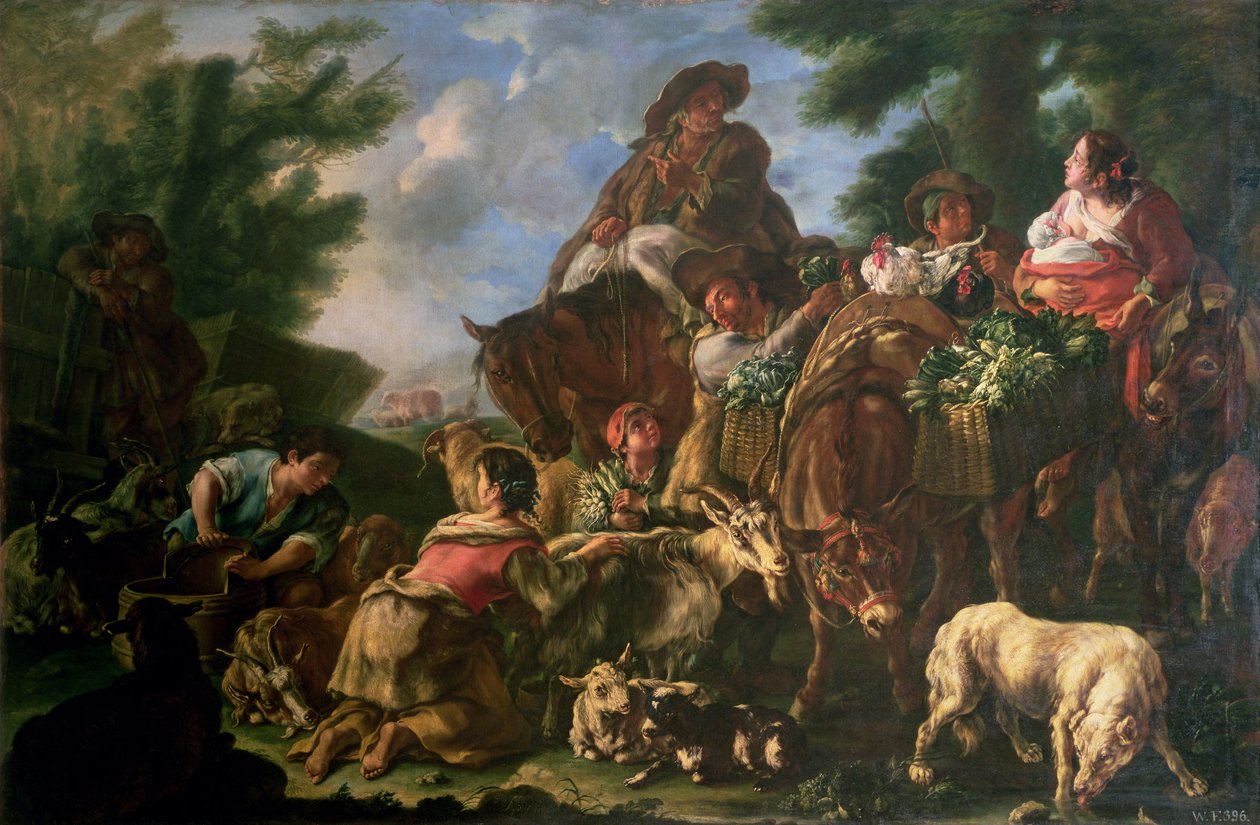 Gruppe af hyrder med en hest af Domenico Brandi