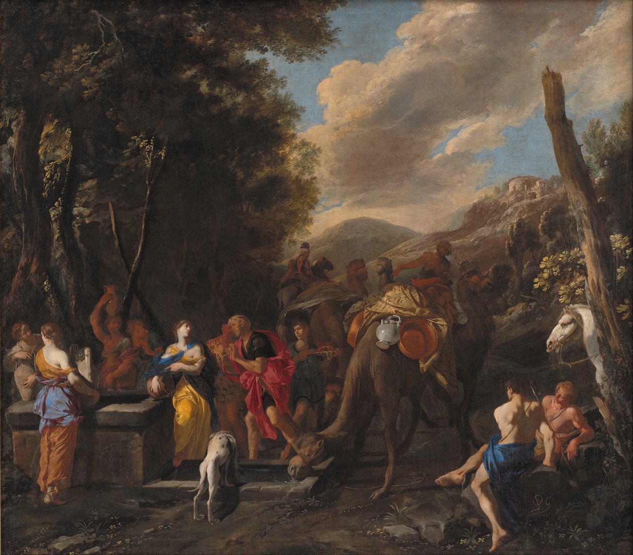 Rebecca og Eliezer ved brønden af Domenico Gargiulo