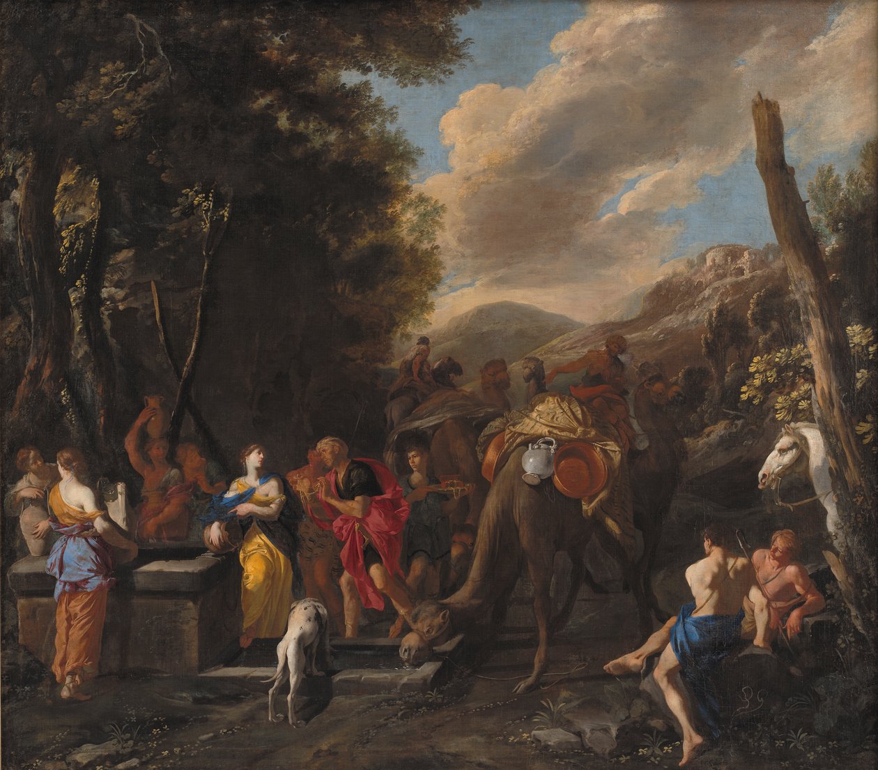 Rebekka og Eliezer ved brønden af Domenico Gargiulo