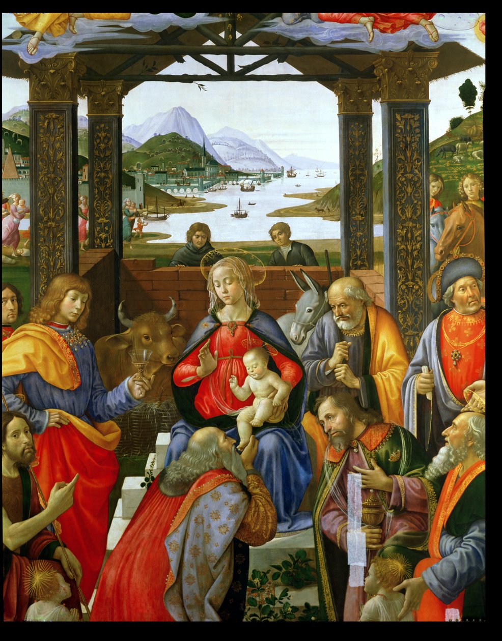 De tre kongers tilbedelse, 1488 tempera på panel, detalje af 120249 af Domenico Ghirlandaio