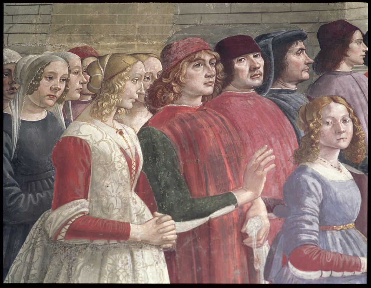 Florentinske tilskuere, fra St. Frans Cycle, Sassetti Chapel, 1483 (detaljer) (se også 60523) af Domenico Ghirlandaio