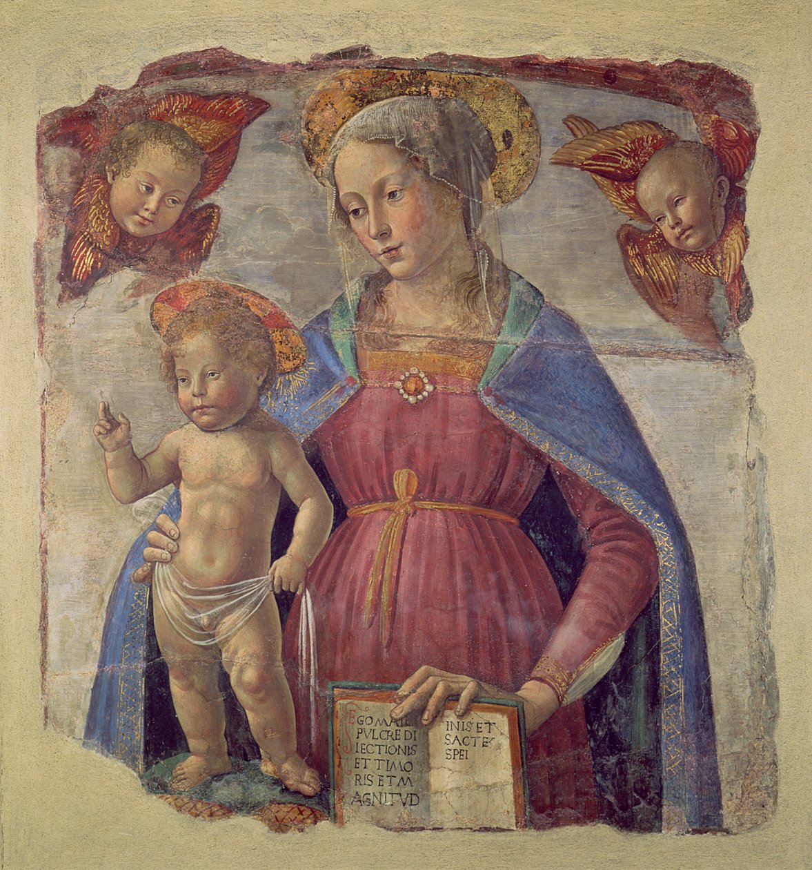 Madonna og barn med engle af Domenico Ghirlandaio