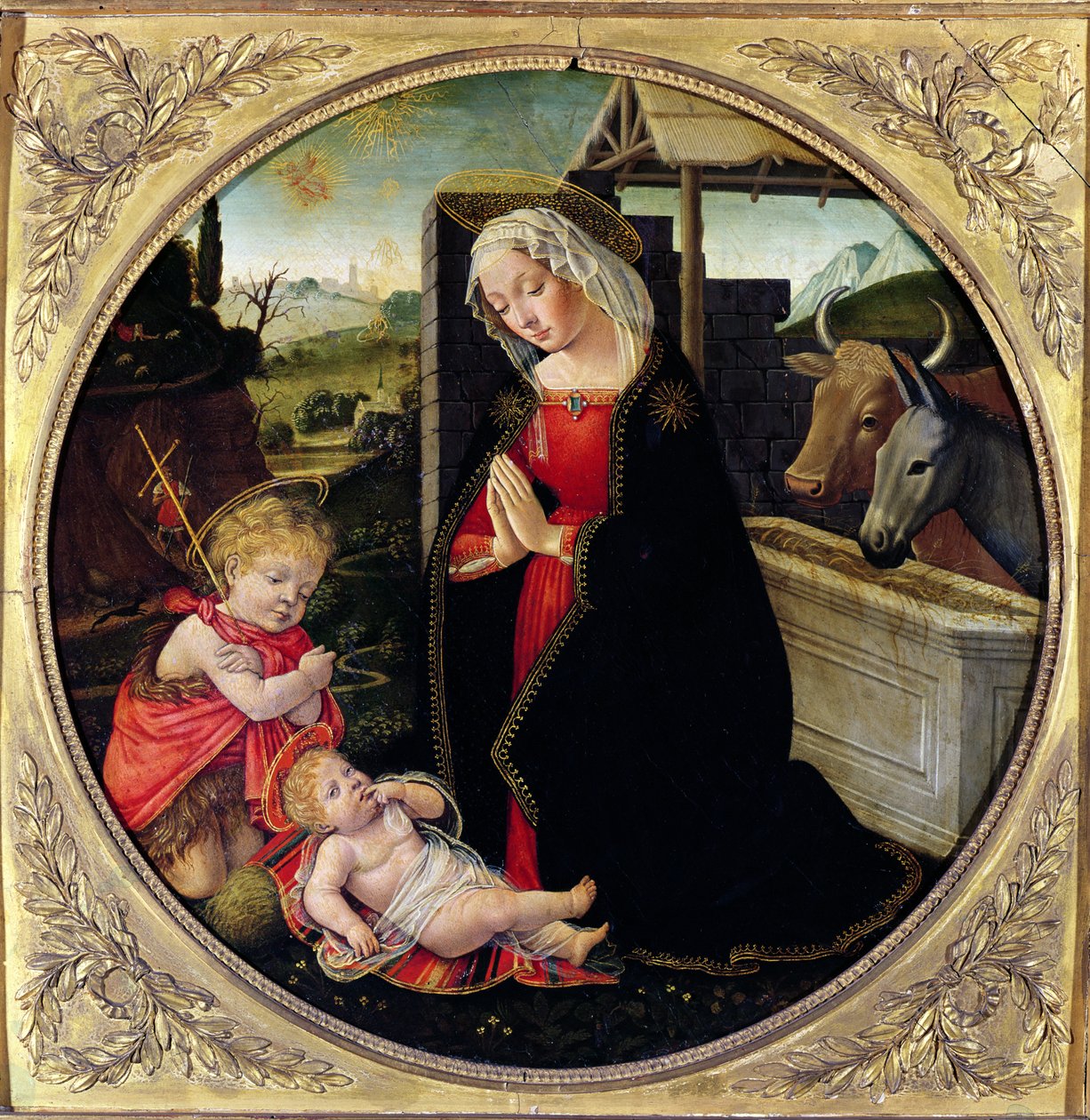Madonna og barn med Johannes Døberen af Domenico Ghirlandaio