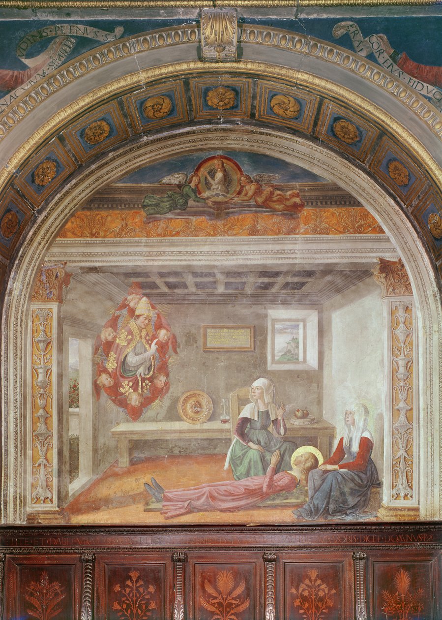 Saint Finas vision af Saint Gregory, før 1485 af Domenico Ghirlandaio