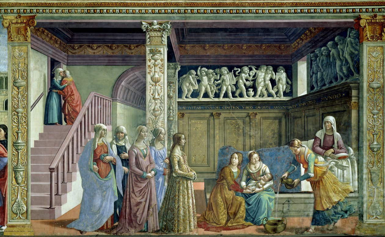Jomfruens fødsel, 1486-90 (for detaljer se 124357) af Domenico Ghirlandaio