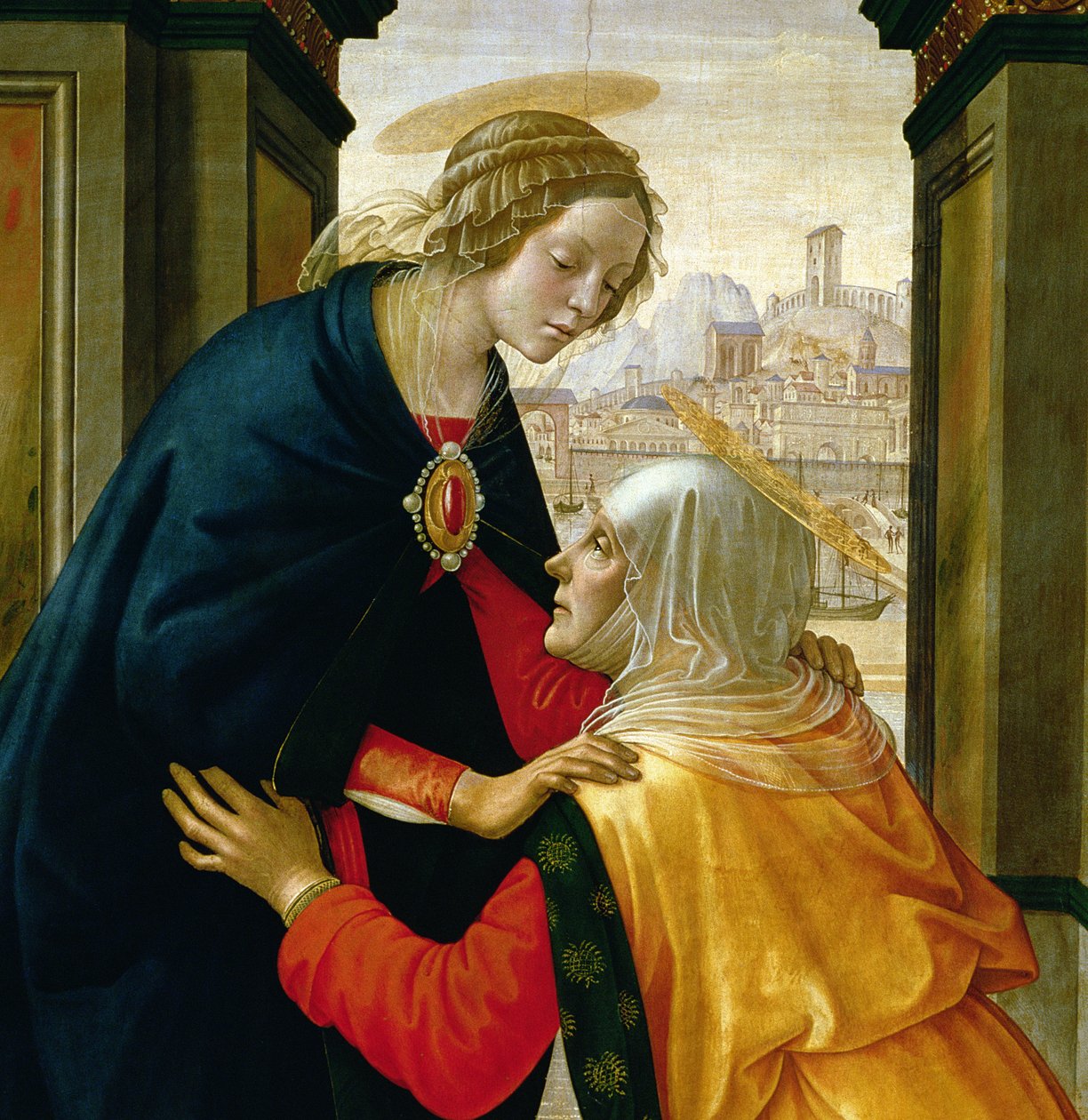The Visitation, 1491 (tempera på panel) (detaljer fra 192460) af Domenico Ghirlandaio