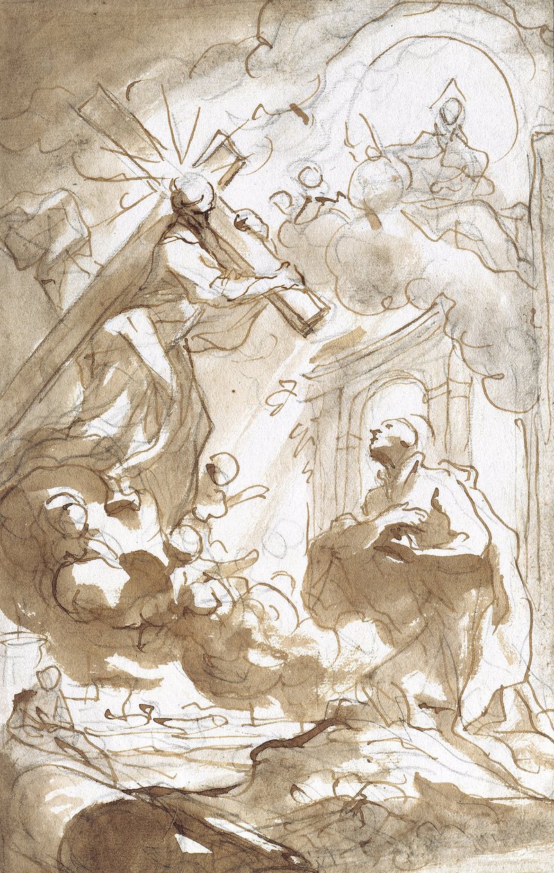 Kristus, der bærer sit kors, vises til den hellige Ignatius af Loyola af Domenico the Elder Piola