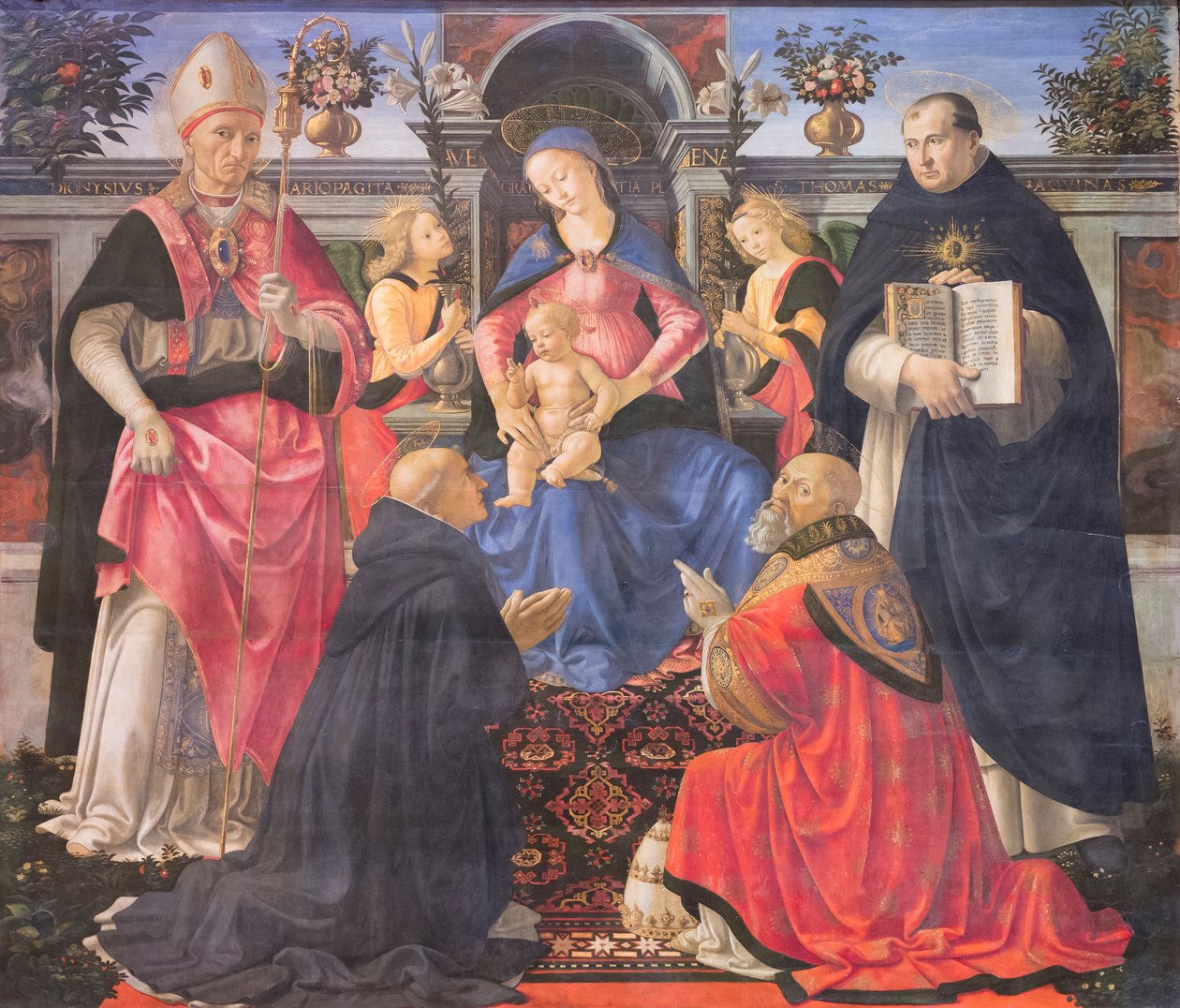 Madonna troner med to engle, helgener og pave St Clement af Domenico (1449 94) Ghirlandaio