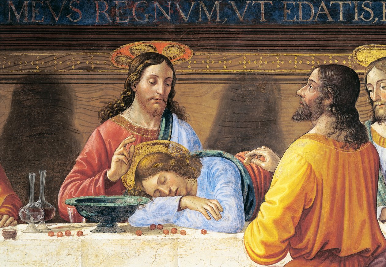 Italien, Firenze, Refectory of Convent of San Marco, Jesus and St John, detalje fra sidste nadver af Domenico Ghirlandaio