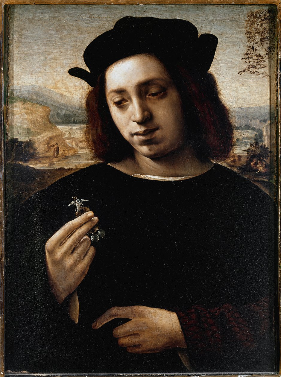 Portræt af mand, kendt som guldet - olie på lærred af Domenico Ghirlandaio