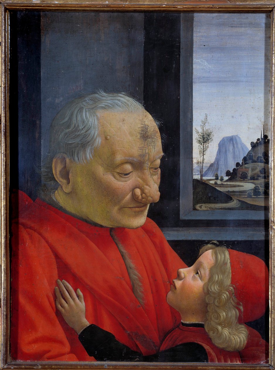 Portræt af en gammel mand og en ung dreng Maleri af Domenico Ghirlandaio (1449-1494) 1400-tallet søn. 0,62x0,46 m - Portræt af en gammel mand og en ung dreng (også kaldet En gammel mand og hans barnebarn). Maleri af Domenico Ghirlandaio (1449-1494) 1400-ta af Domenico Ghirlandaio