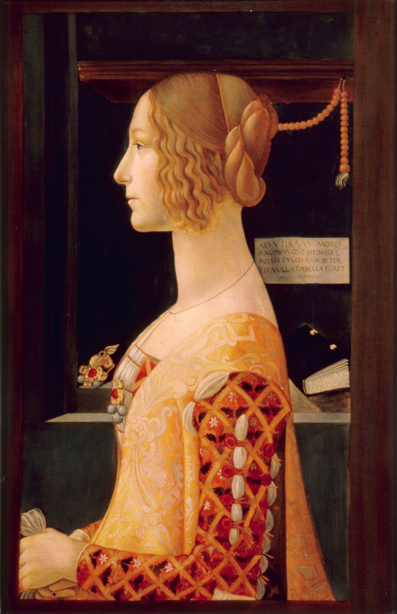Portræt af Giovanna Tornabuoni, ca. 1899 (olie på panel) af Domenico (after) Ghirlandaio
