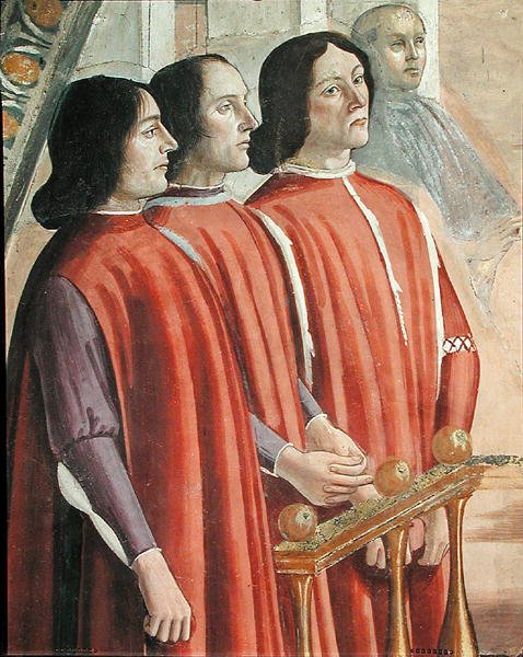 Medlemmer af Sassetti-familien, fra en scene fra en cyklus af Frans af Assisis liv, 1486 (detalje af 85235) af Domenico Ghirlandaio