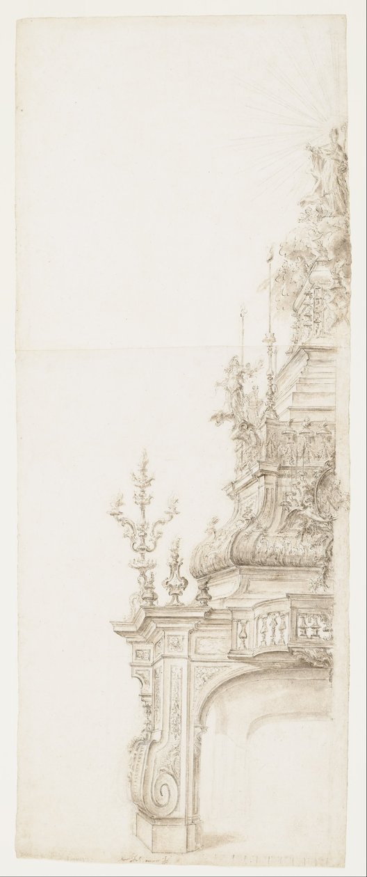 Design til en festlig dekoration til ære for en biskop af Domenico Antonio Vaccaro