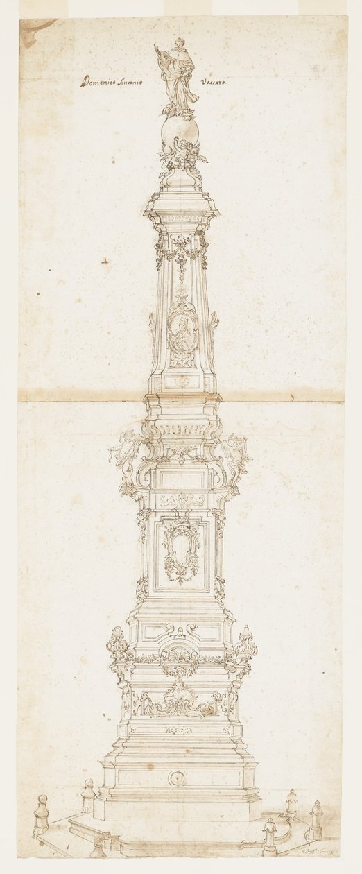 Design til obelisken til St. Dominic, Piazza San Domenico Maggiore, Napoli af Domenico Antonio Vaccaro