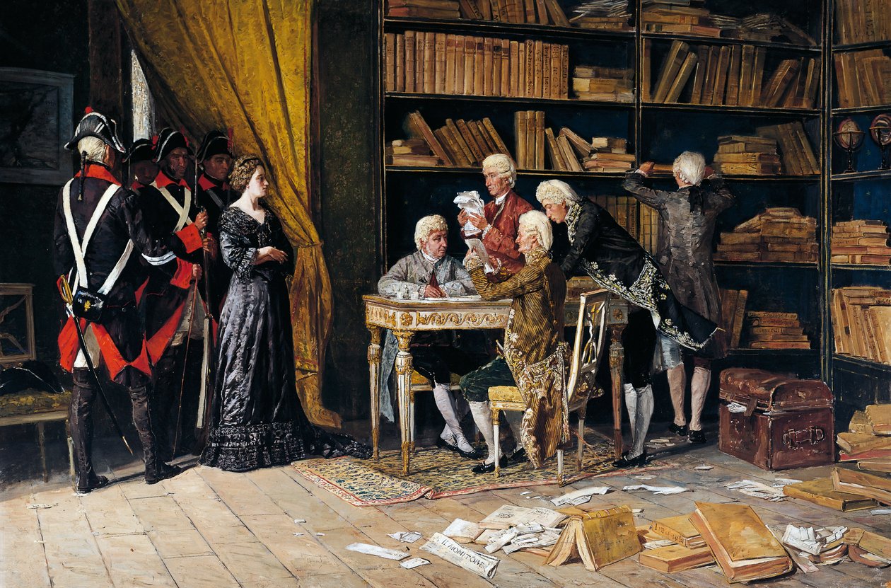 Søger Eleonora Pimentels hus, maleri af Domenico Battaglia (1842-1921), olie på lærred af Domenico Battaglia