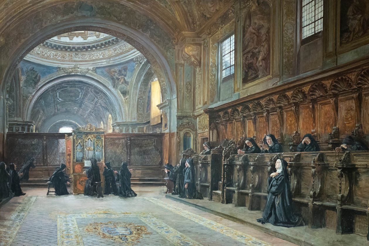 Sankt Mary Donnaregina nuovas kor, anden halvdel af det 19. århundrede (olie på lærred) af Domenico Battaglia