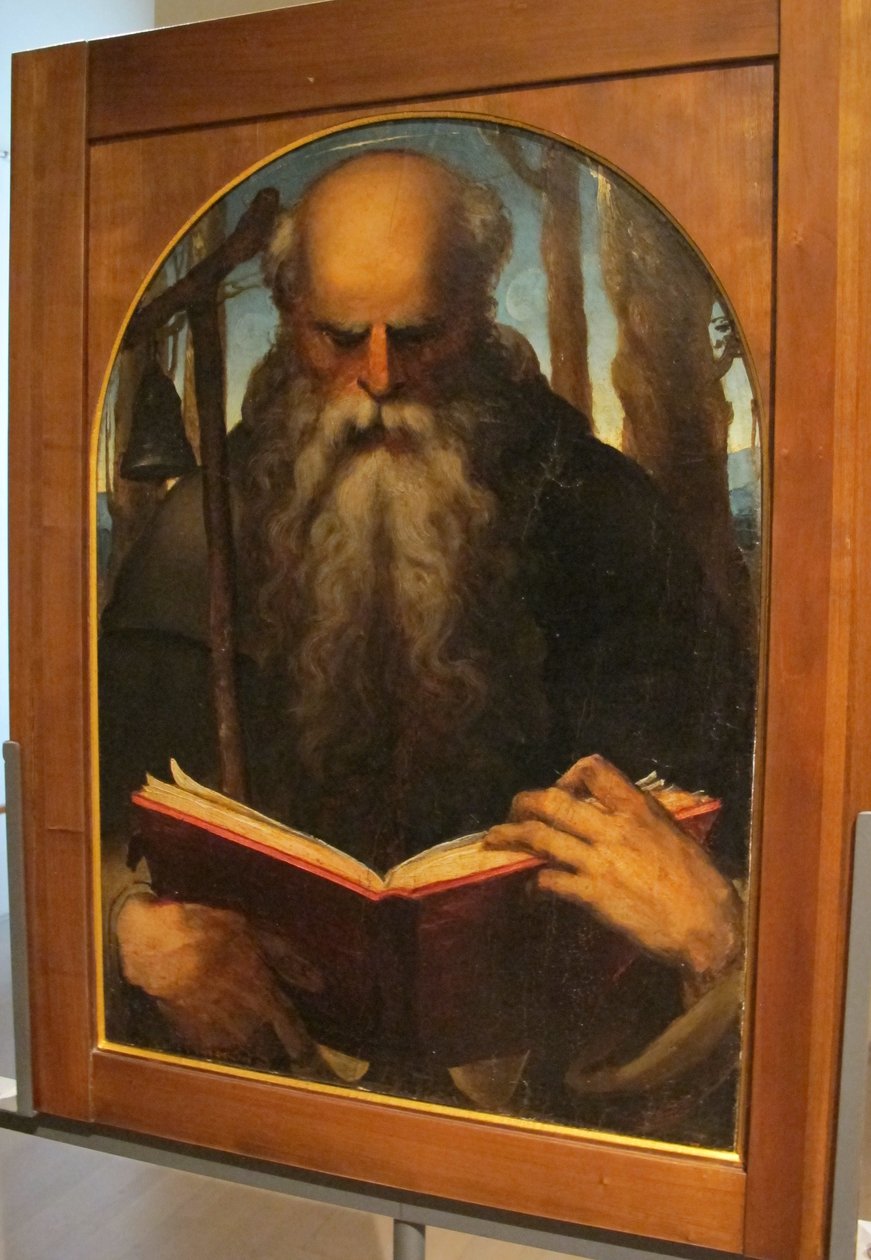 Baccafumi, cataletto for de afdøde i s. a. abates selskab, 1538-40, Antonio abate legente af Domenico Beccafumi