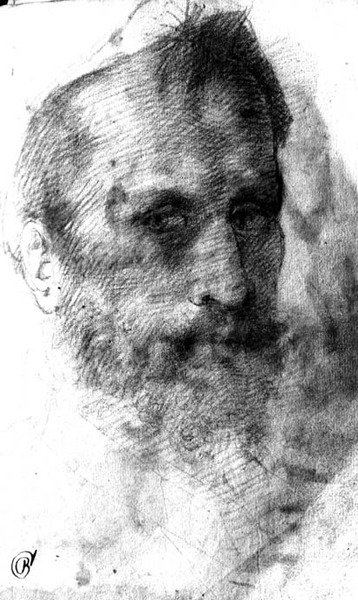 Skægget mand (rødt kridt) af Domenico Beccafumi