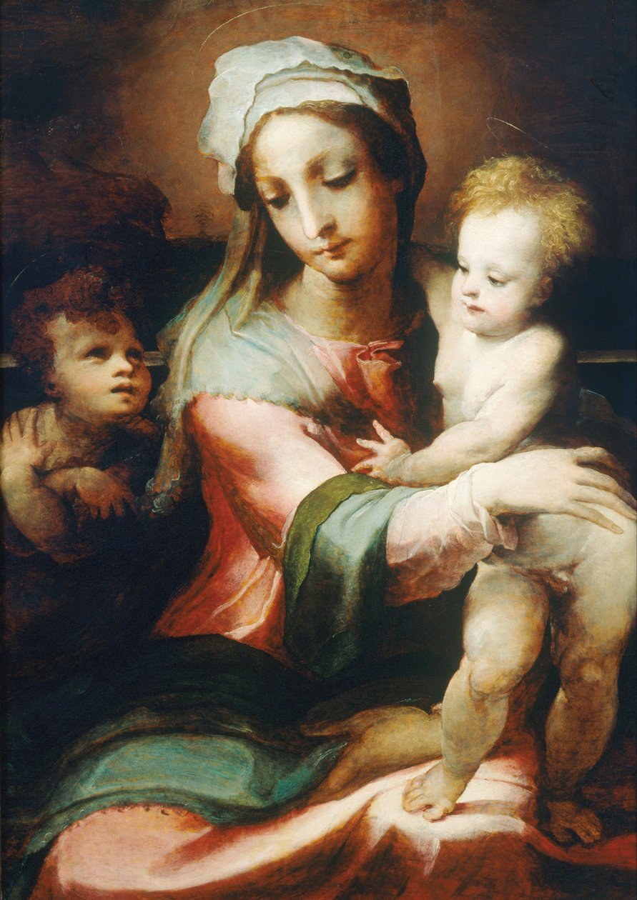Madonna og barn med spædbarnet Johannes Døberen af Domenico Beccafumi