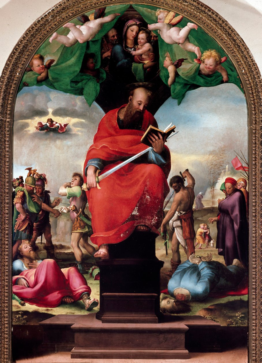 Repræsentation af Sankt Paulus på tronen Maleri af Domenico Beccafumi (1486-1551) 1515 ca. Sol. 2,3x1,5 m Siena, museo dell