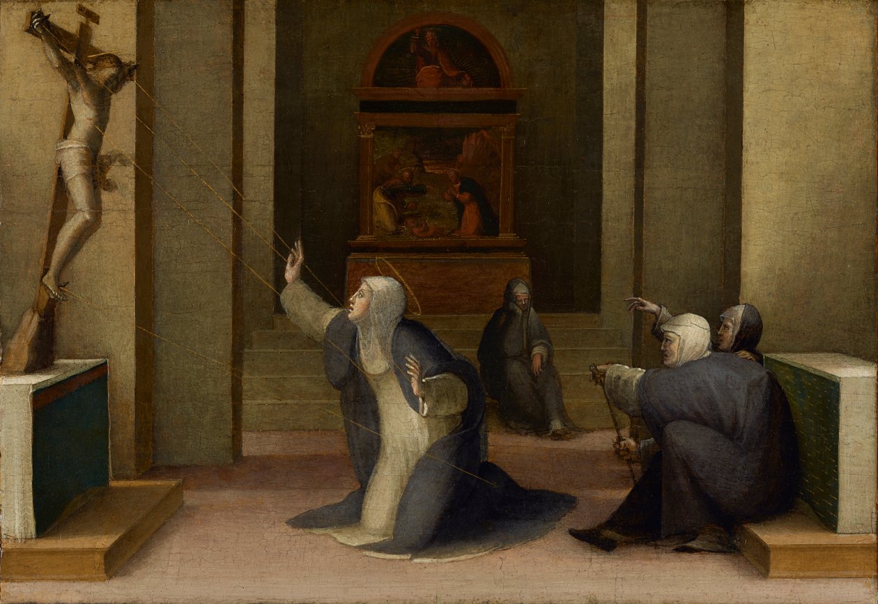 Den hellige Katarina af Siena modtager Stigmata, ca. 1513-15 (olie og bladguld på panel) af Domenico Beccafumi