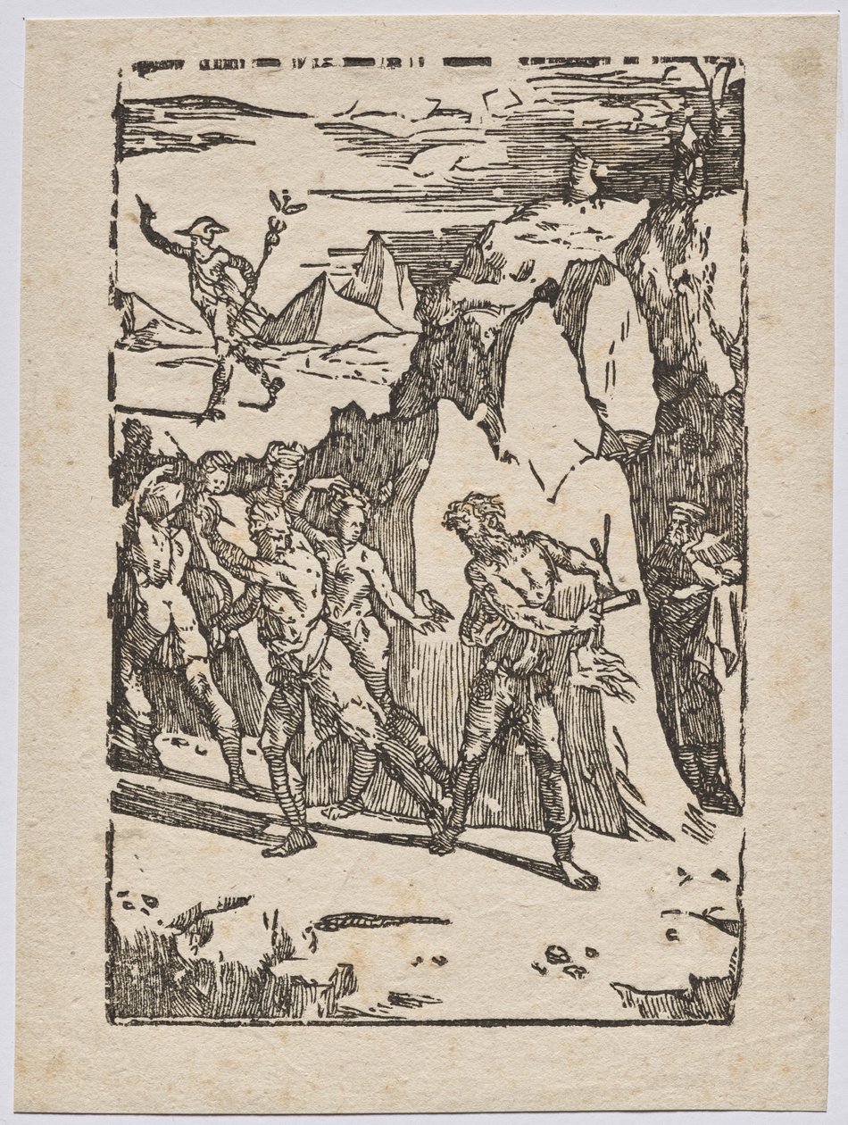 Metals alkymiske egenskaber: Mercury, Vulcan og Alchemist in the Cave af Domenico Beccafumi