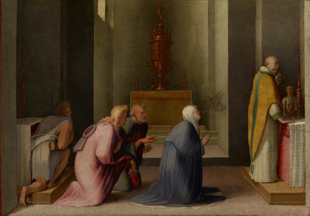 Det mirakuløse fællesskab af Saint Catherine fra Siena, c.1513-15 (olie- og guldblad på panelet) af Domenico Beccafumi