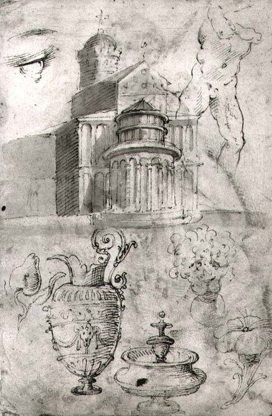 Apsis af Duomo, Pisa (pen og blæk) (s/h foto) af Domenico Beccafumi