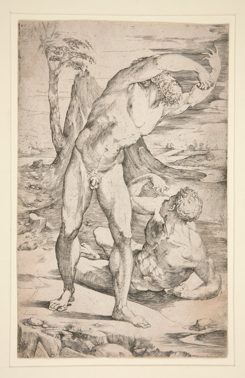To nøgne mænd i et landskab af Domenico Beccafumi