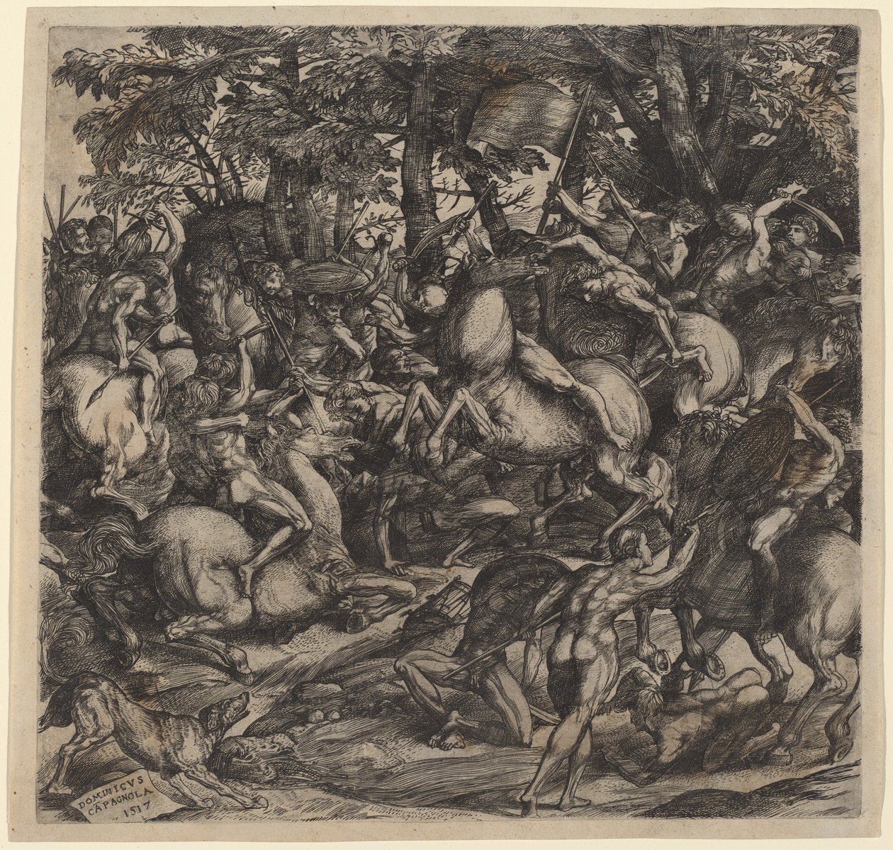 Battle of Nude Men af Domenico Campagnola