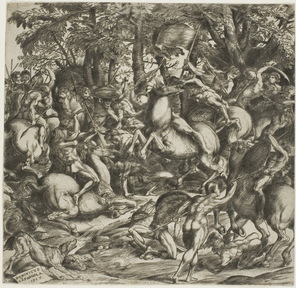 Slaget om de nøgne mænd af Domenico Campagnola