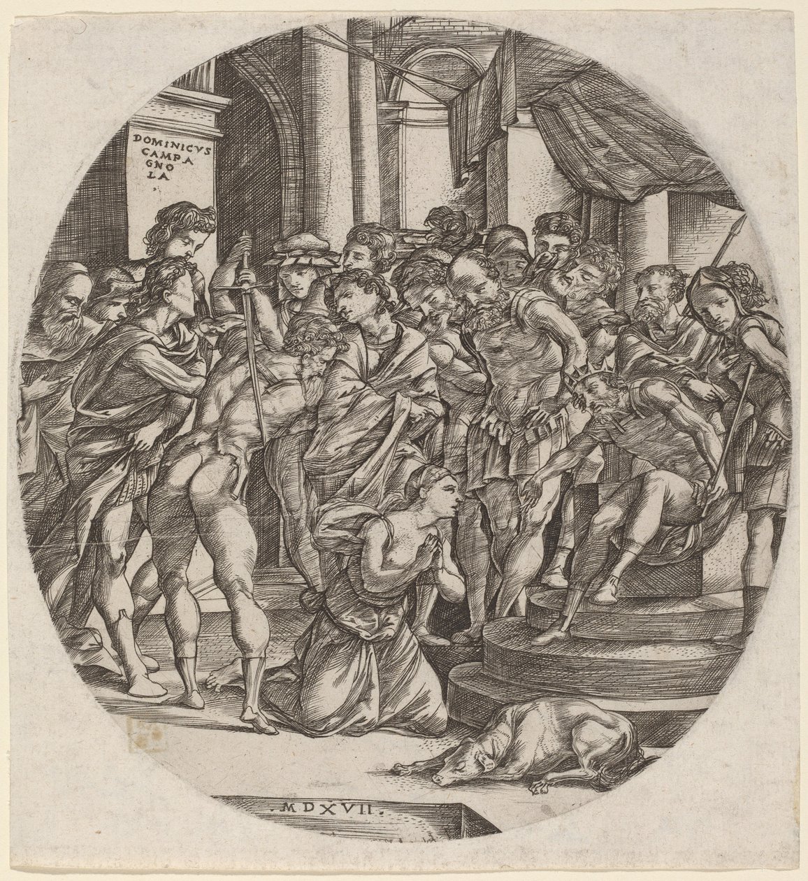 Halshugning af Saint Catherine af Domenico Campagnola