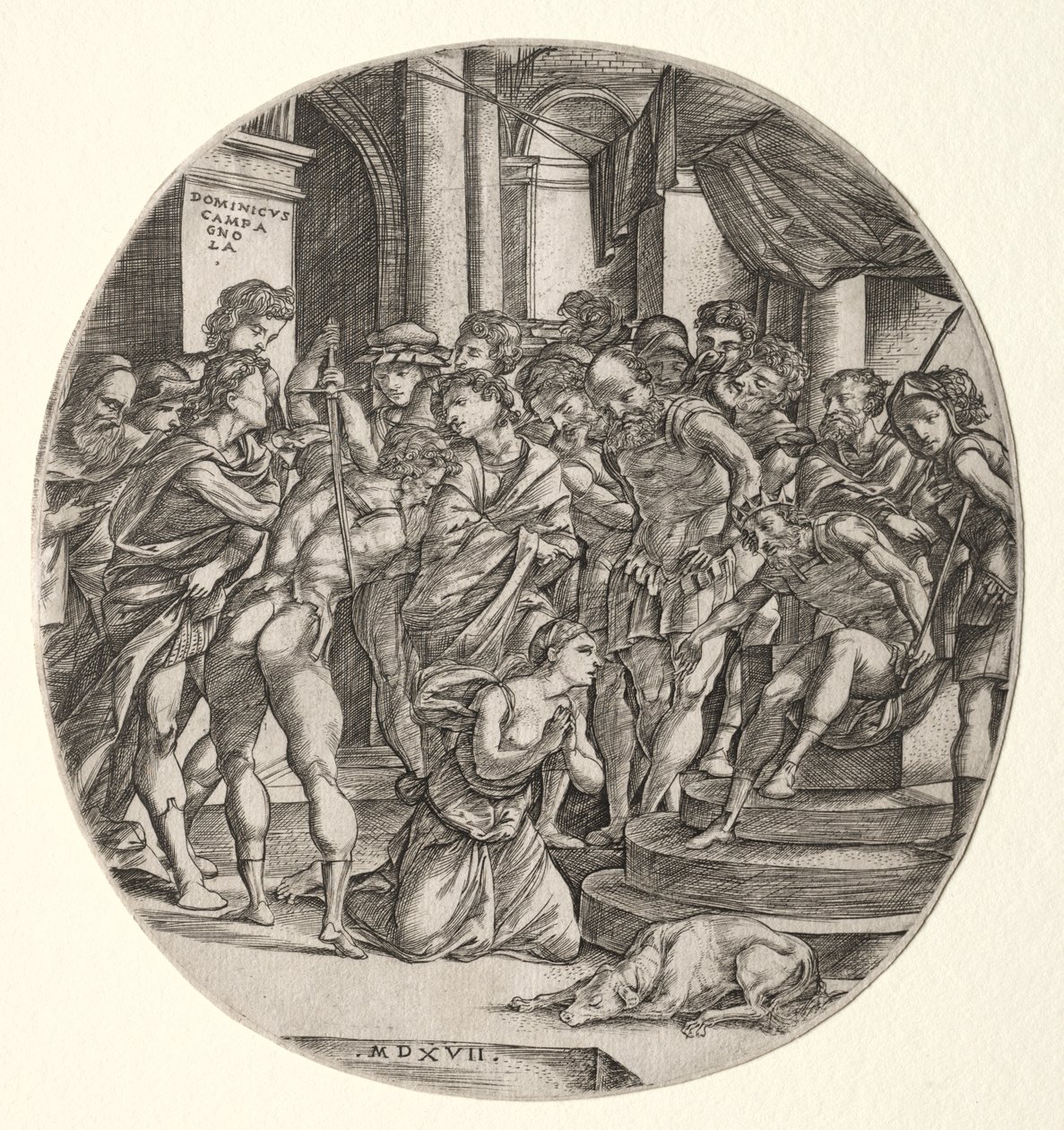 Halshugning af Saint Catherine af Domenico Campagnola