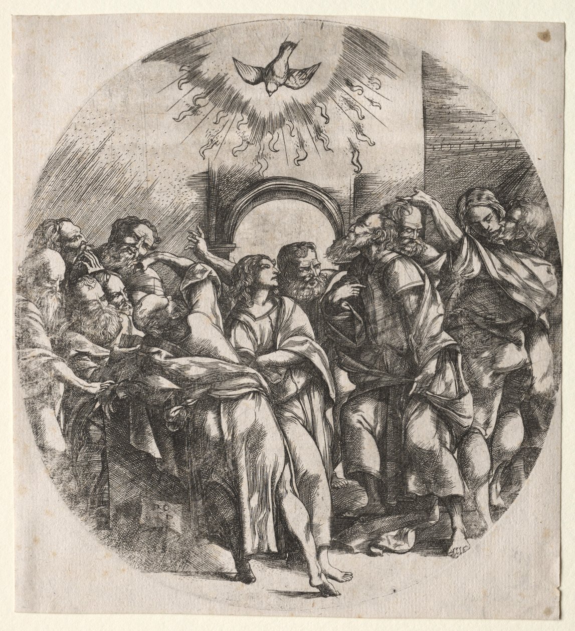 Den hellige ånds nedstigning, 1518. af Domenico Campagnola