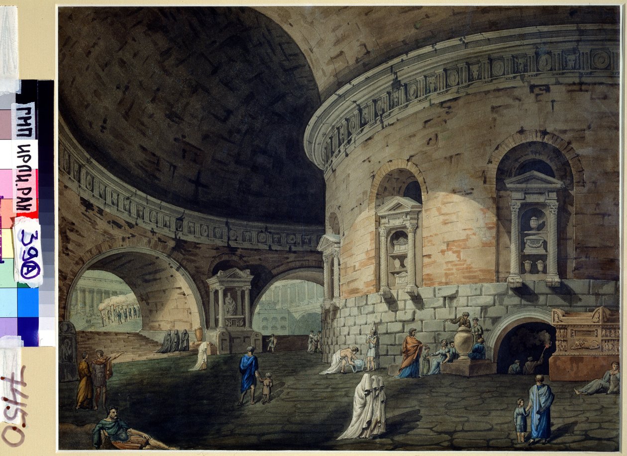 Scenografi til et teaterstykke. Scenedesign til et teaterstykke. Maleri af Domenico Corsini (1812-1873), begyndelsen af ​​det 19. århundrede. italiensk kunst. Akvarel på papir. Russisk statsarkiv for litteratur og kunst, Moskva af Domenico Corsini