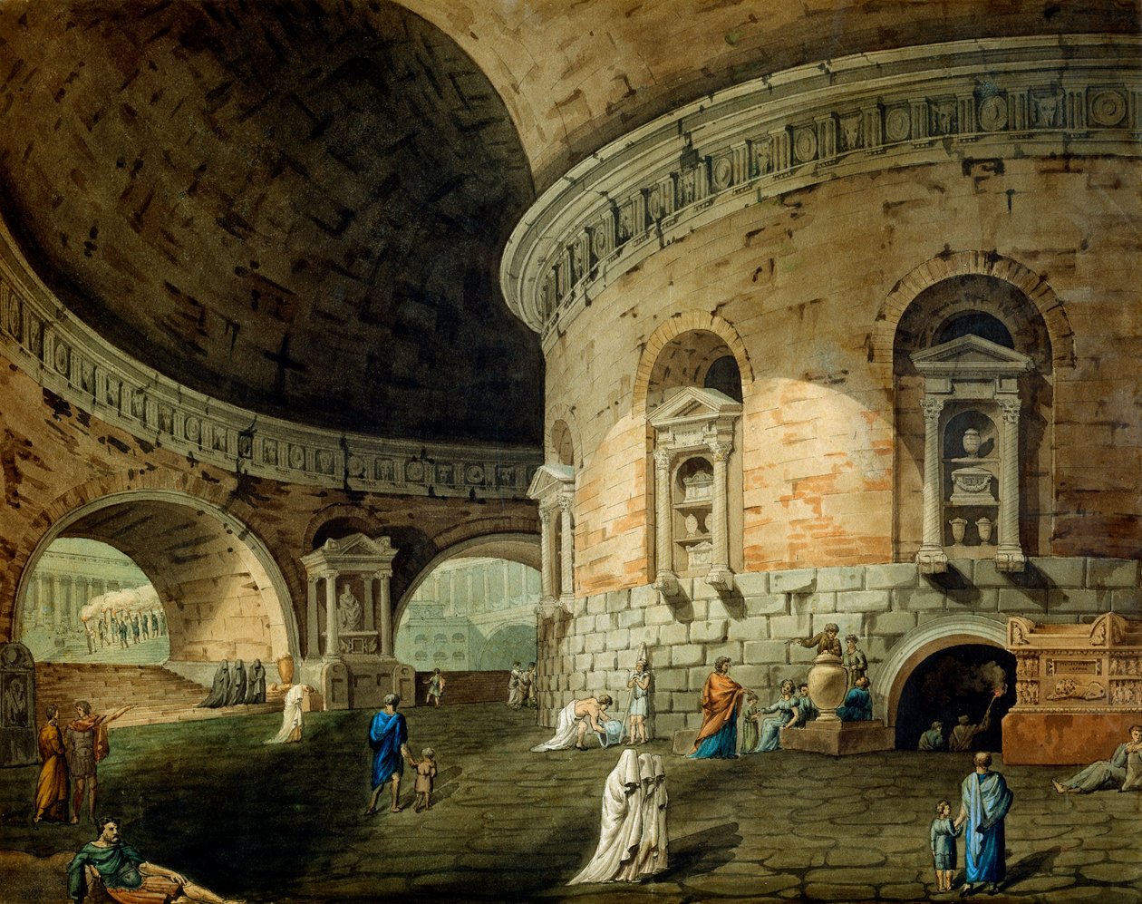Scenedesign til et teaterstykke, begyndelsen af det 19. århundrede af Domenico Corsini