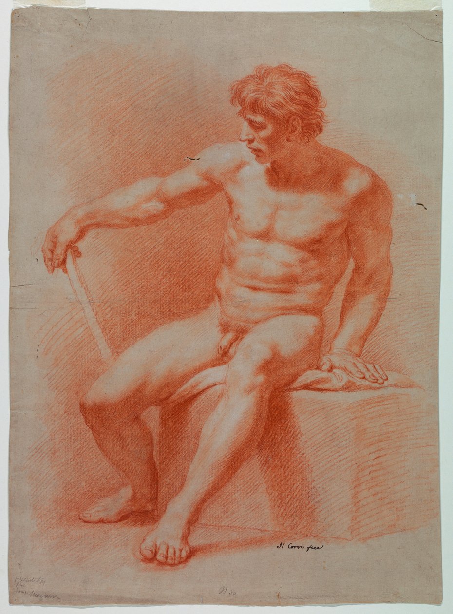 Tegning, Tegning, Nøgen, ca. 1740 af Domenico Corvi