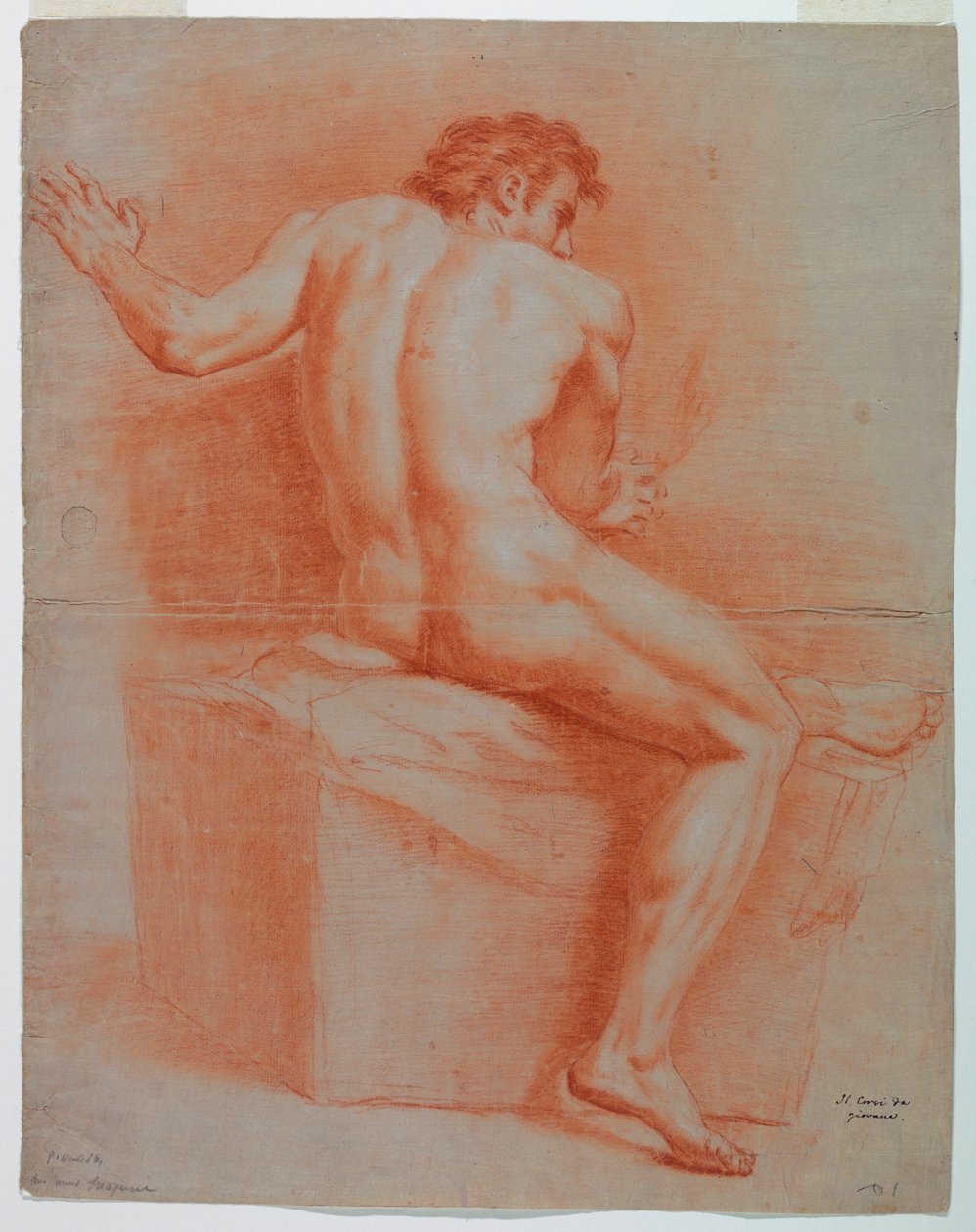 Tegning, nøgen, ca. 1740 af Domenico Corvi