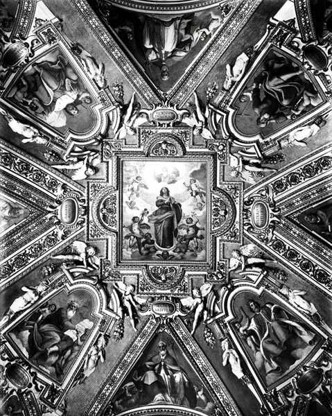 Jomfru af den ubesmittede undfangelse med helgener og engle, i Cappella Paolina, ca. 1611 (s/h foto) af Domenico Cresti Passignano