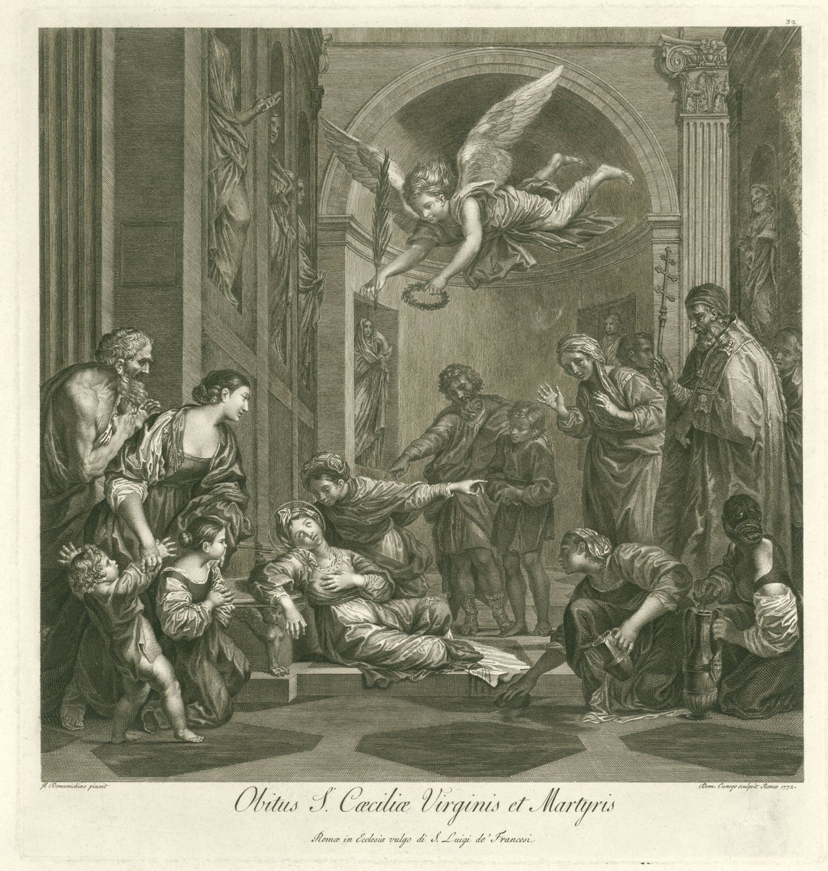 Dood van de heilige Cecilia Jomfruens og martyrens død Cecilia (titel på objektet) Italiensk schilderkunst (serietitel) Italian School of Painting (serietitel) af Domenico Cunego