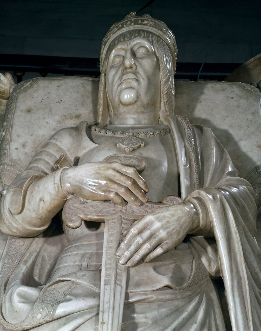 Billede af en konge, detalje fra de katolske kongers grav (marmor) af Domenico Fancelli