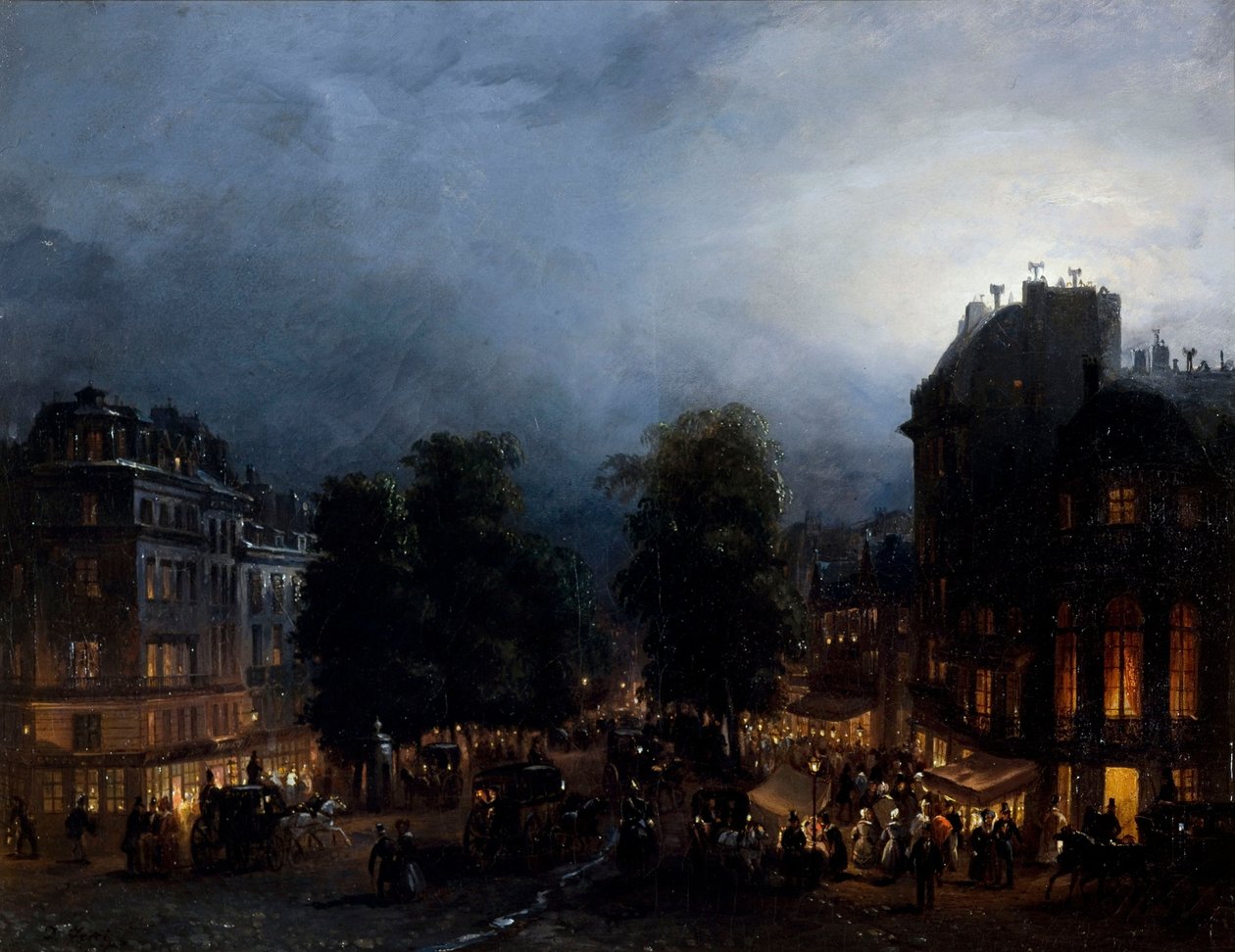 Boulevard des italiens om natten (1835) af Domenico Ferri af Domenico Ferri